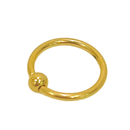 14K Solid Yellow Gold 14 Gauge Captive Bead Ring 8mm