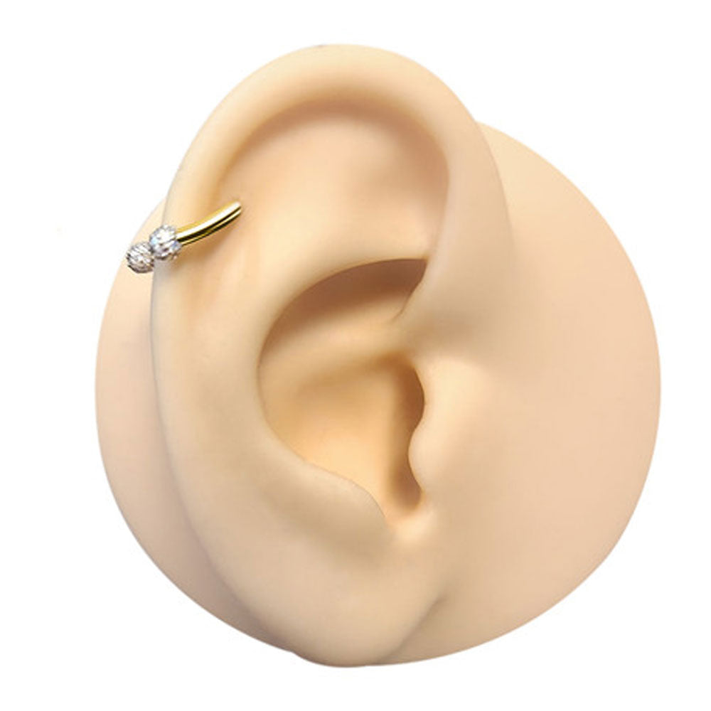 14K Solid Gold 16 Gauge Horseshoe Circular Barbell with CZ Ball - photo 4