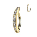 14K Solid Gold 14 Gauge CNG Set CZ Hinged Belly Button Ring