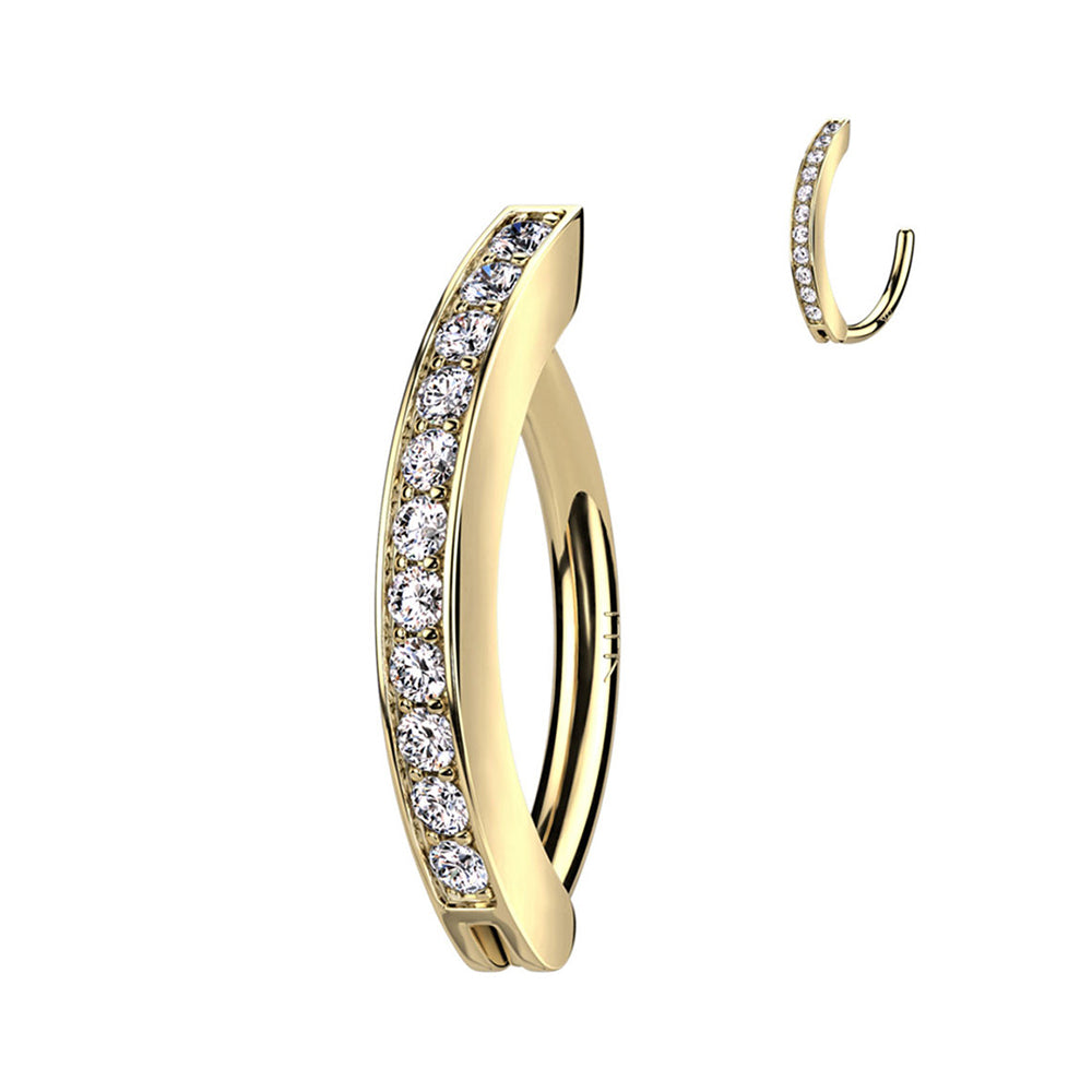 14K Solid Gold 14 Gauge CNG Set CZ Hinged Belly Button Ring