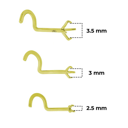 14K Solid Gold Corkscrew Nose Stud 20 Gauge 7mm Mounting - photo 3