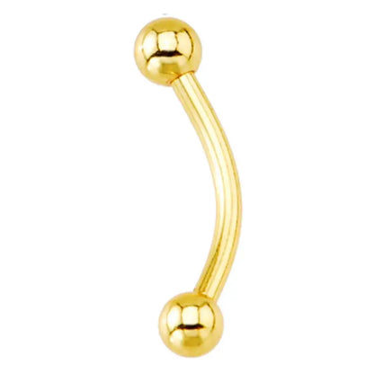14K Solid Yellow Gold 14 to 18 Gauge Curved Barbell