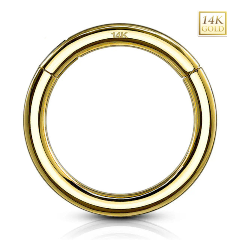 14K Solid Gold 16 to 20 Gauge Hinged Segment Clicker Hoop Ring - photo 4