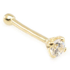 14K Solid Gold 20 Gauge Nose Bone Stud with 1.5mm SI Diamond