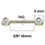 14 Karat Solid Gold Nipple Ring Barbell 14 Gauge Threadless - Pair - Kruelty - Photo 4