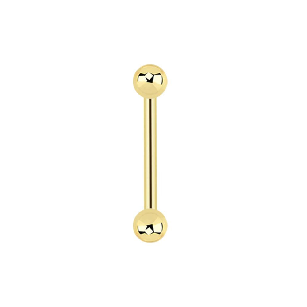 14K Solid Gold Internally Threaded Straight Barbell 14G with 4mm Balls - photo 4