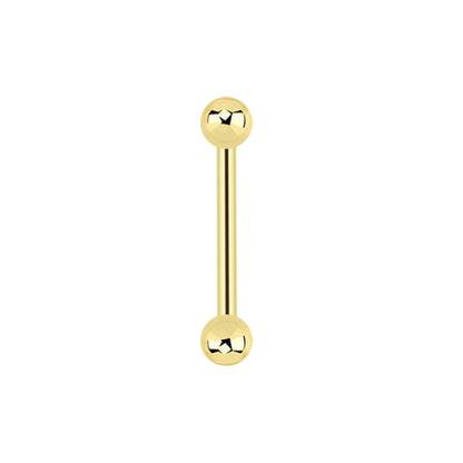 14K Solid Gold Internally Threaded Straight Barbell 14G with 4mm Balls - photo 4