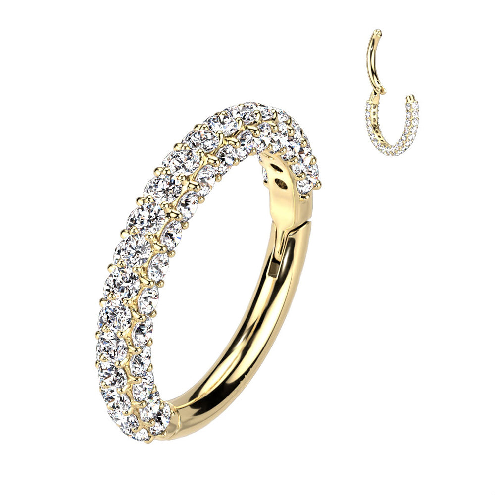 14K Solid Gold 16, 18 & 20 Gauge Hinged Segment Ring with Paved CZ - photo 6
