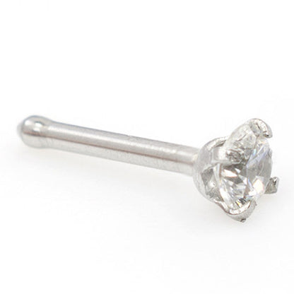 14K White Gold 20 Gauge Nose Bone Stud with 1.5mm SI Diamond