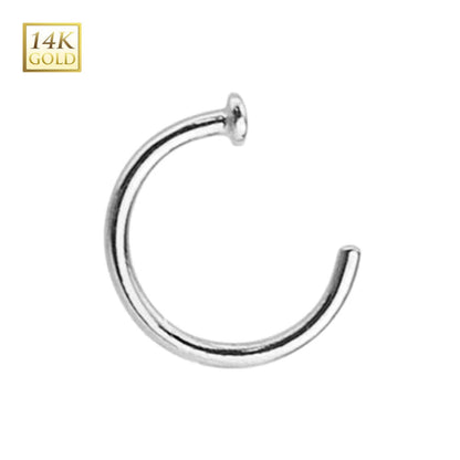 14K White Gold 20 Gauge Nose Hoop with Flat Disc C Shape - photo 3