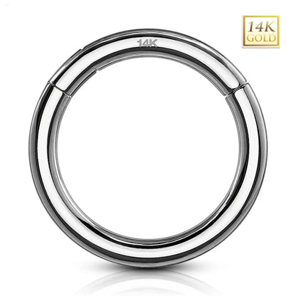 14K Solid Gold 16 to 20 Gauge Hinged Segment Clicker Hoop Ring - photo 5