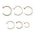 14K Solid Gold 18 & 20 Gauge Flat Back Nose Ring
