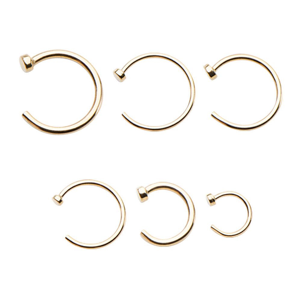 14K Solid Gold 18 & 20 Gauge Flat Back Nose Ring