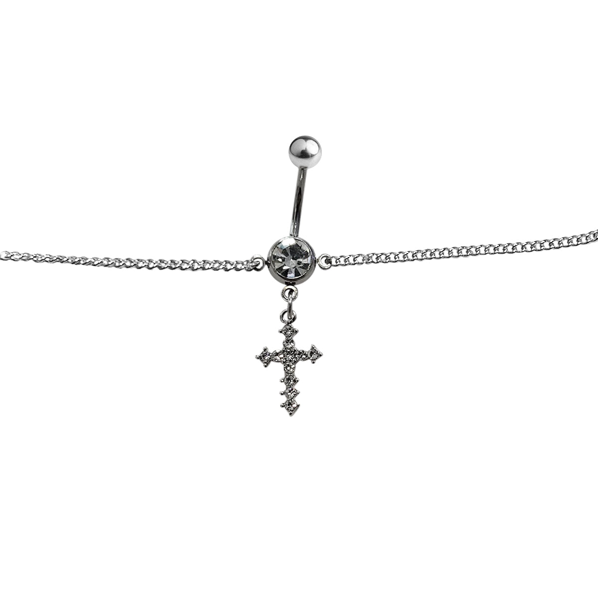 Surgical Steel Small CZ Belly Chain Belly Button Ring