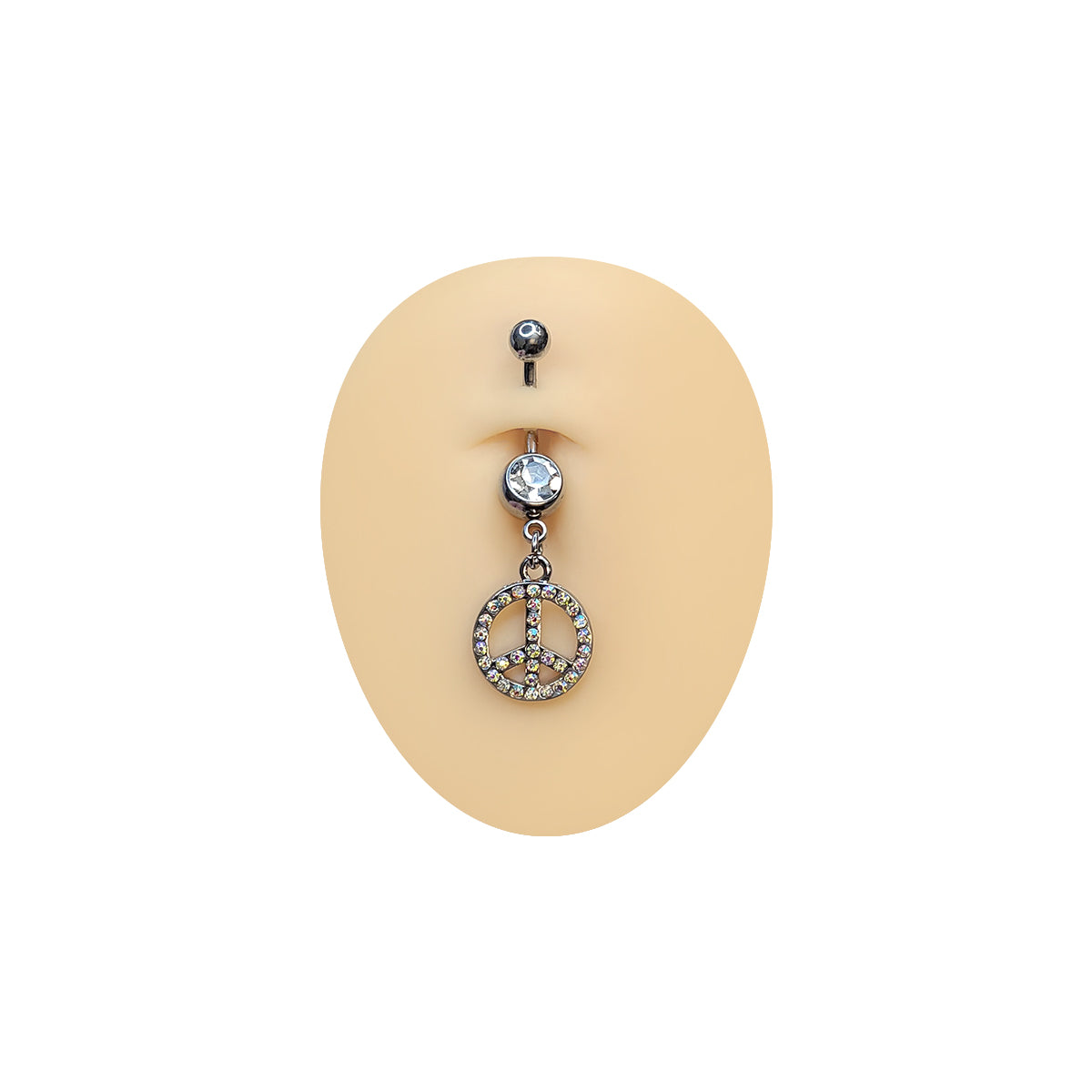 Surgical Steel 14 Gauge Belly Ring with AB CZ Peace Sign Dangle - photo 2
