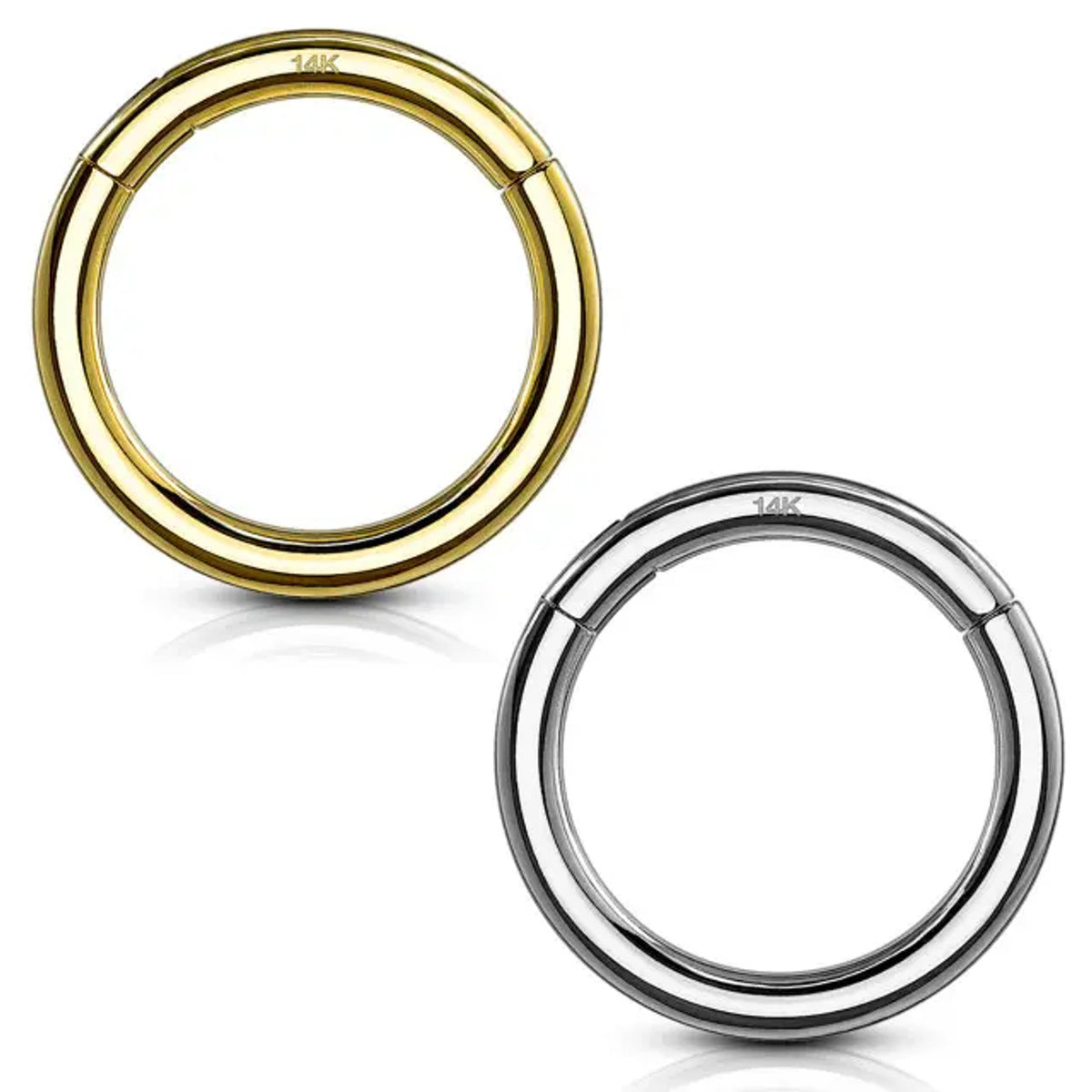 14 Karat Solid Gold Hinged Segment Ring 20 18 & 16 Gauge Seamless Hoop - Kruelty