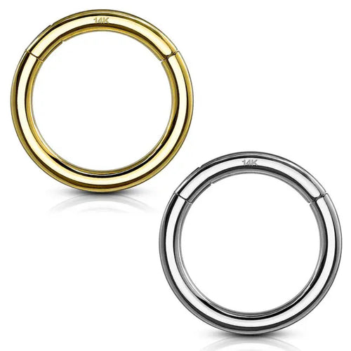 14 Karat Solid Gold Hinged Segment Ring 20 18 & 16 Gauge Seamless Hoop - Kruelty