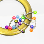 Surgical Steel 16 Gauge Curved Eyebrow Barbell Acrylic Balls - 8 Pack - View 2