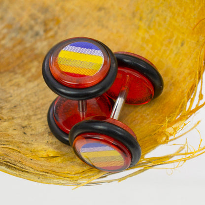 Acrylic 16 Gauge Striped Fake Gauge Plugs - Pair - photo 2