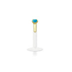 14K Gold & Bioflex 16 Gauge Push In Genuine CZ Top Labret Stud