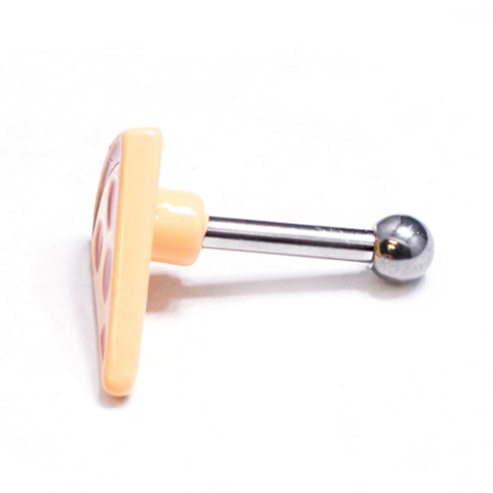 Surgical Steel 16 Gauge Cartilage Barbell with Amazing Pizza Top - photo 3
