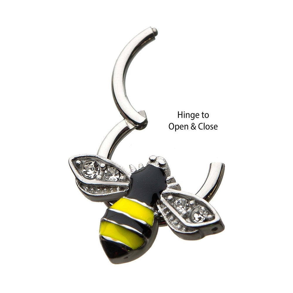 Surgical Steel 16 Gauge Hinged Bee CZ Clicker Segment Ring - 8mm - photo 2