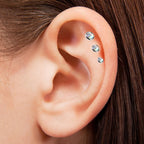 Surgical Steel 16 Gauge Aurora Bezel CZ Barbell Earrings - 3 Pack