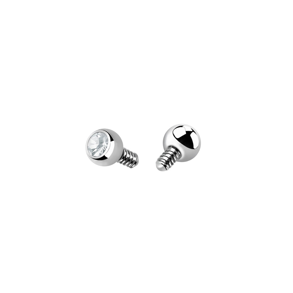 Titanium internally threaded CZ replacement ball tops