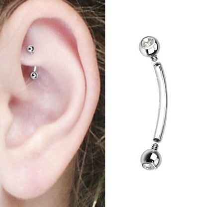 Surgical Steel 16 Gauge Curved Barbell CZ with Bezel - photo 2