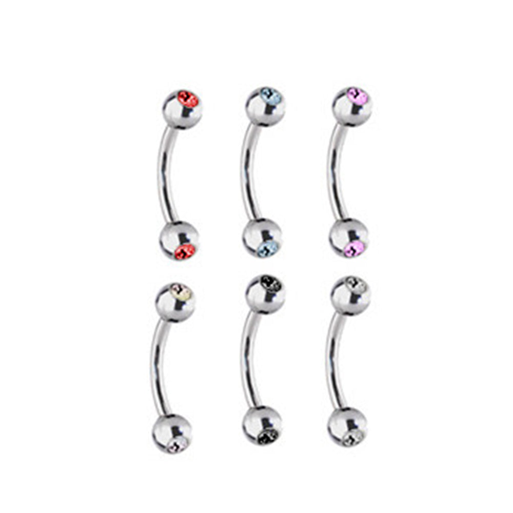Titanium 16 Gauge Curved Barbell with CZ Bezel