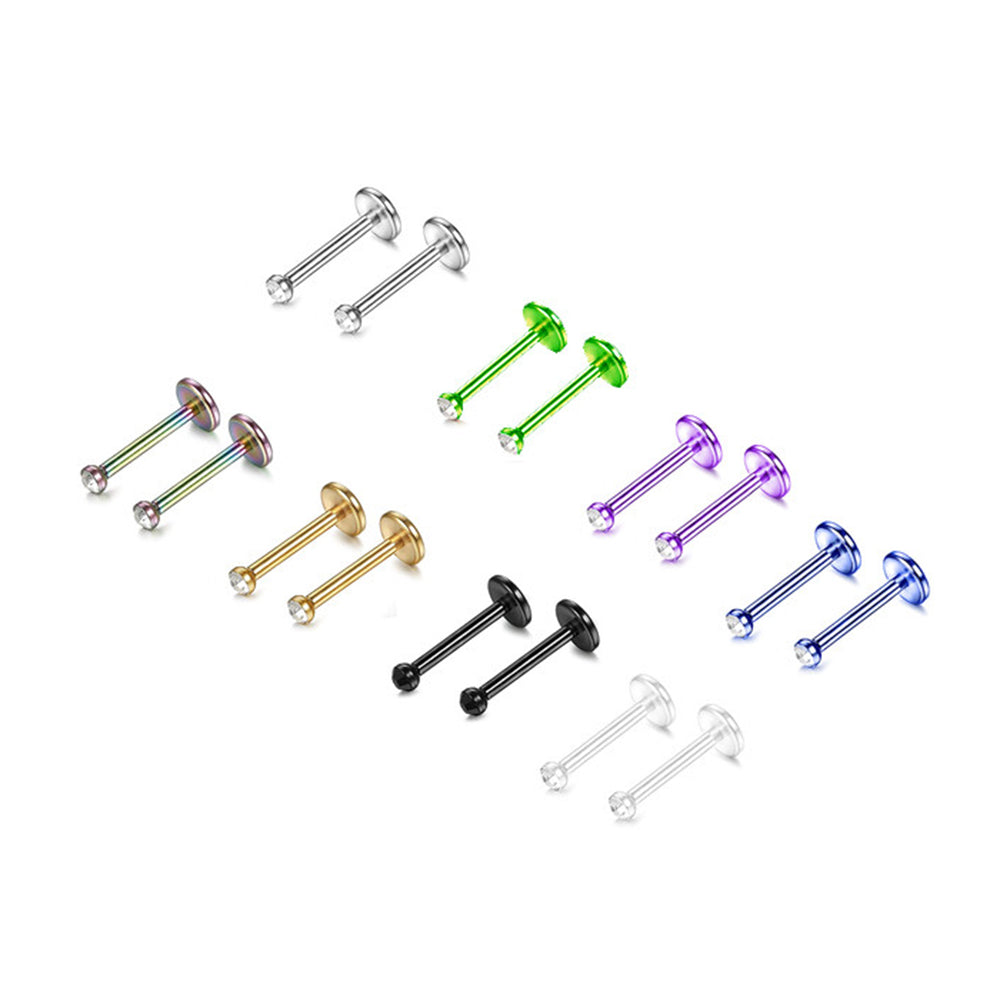 Surgical Steel 16 Gauge Flat Back Labret with Bezel Set CZ - photo 2