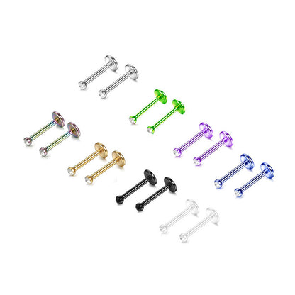 Surgical Steel 16 Gauge Flat Back Labret with Bezel Set CZ - photo 2
