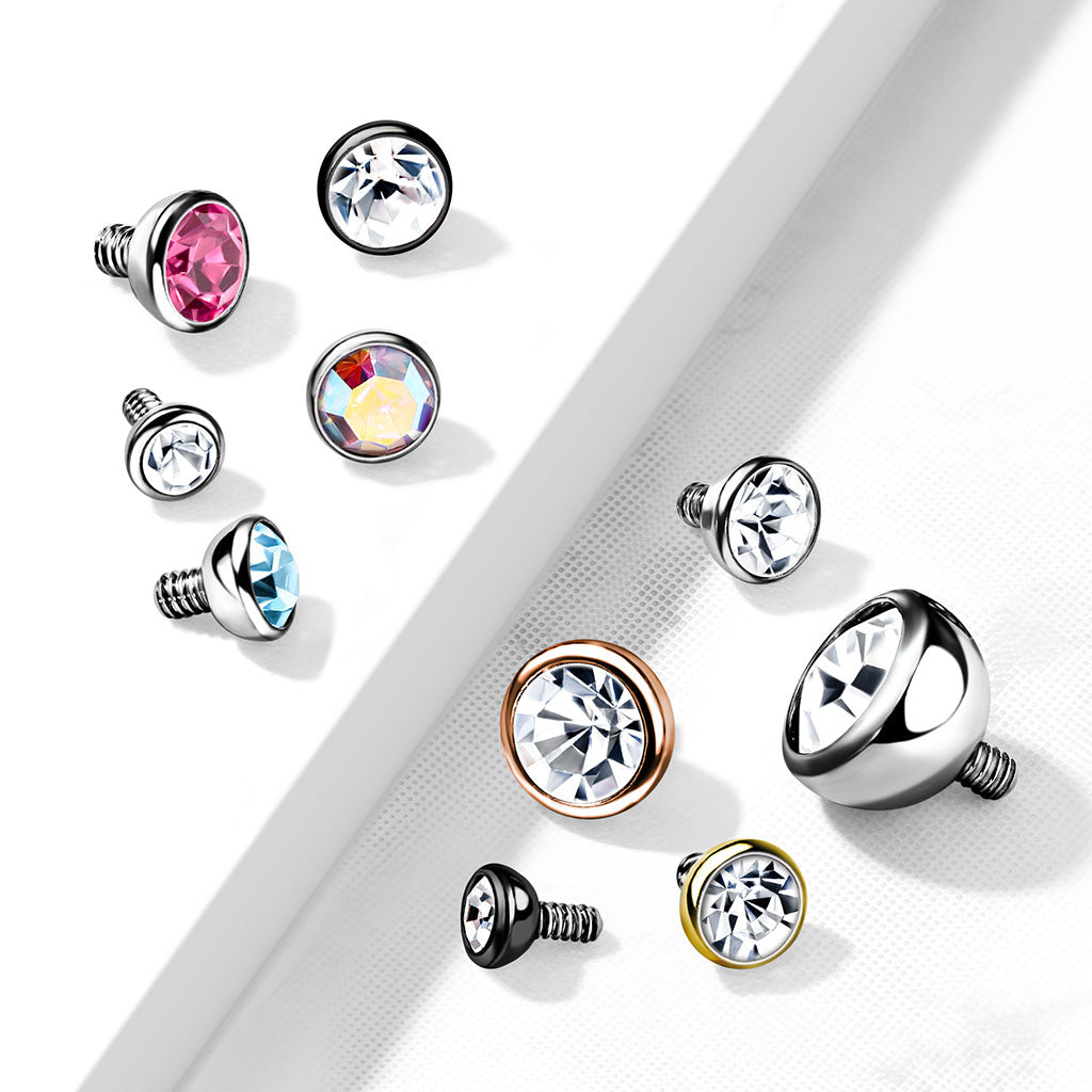 Surgical Steel Dermal Anchor Top 16G 3mm & 4mm with Bezel CZ - photo 2