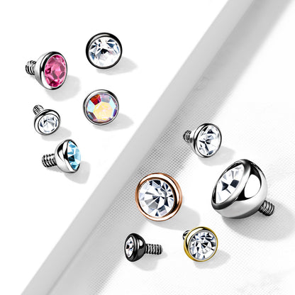 Surgical Steel Dermal Anchor Top 16G 3mm & 4mm with Bezel CZ - photo 2