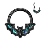 Surgical Steel Hinged Segment Ring 16 Gauge Abalone Bat Wings - Kruelty - Photo 2