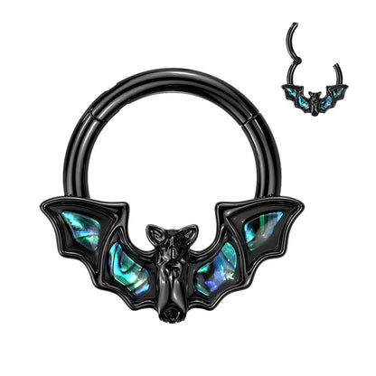 Surgical Steel Hinged Segment Ring 16 Gauge With Abalone Bat Wings