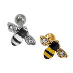 Surgical Steel Cartilage Straight Barbell Ring 16 Gauge 1/4" Bee - Kruelty