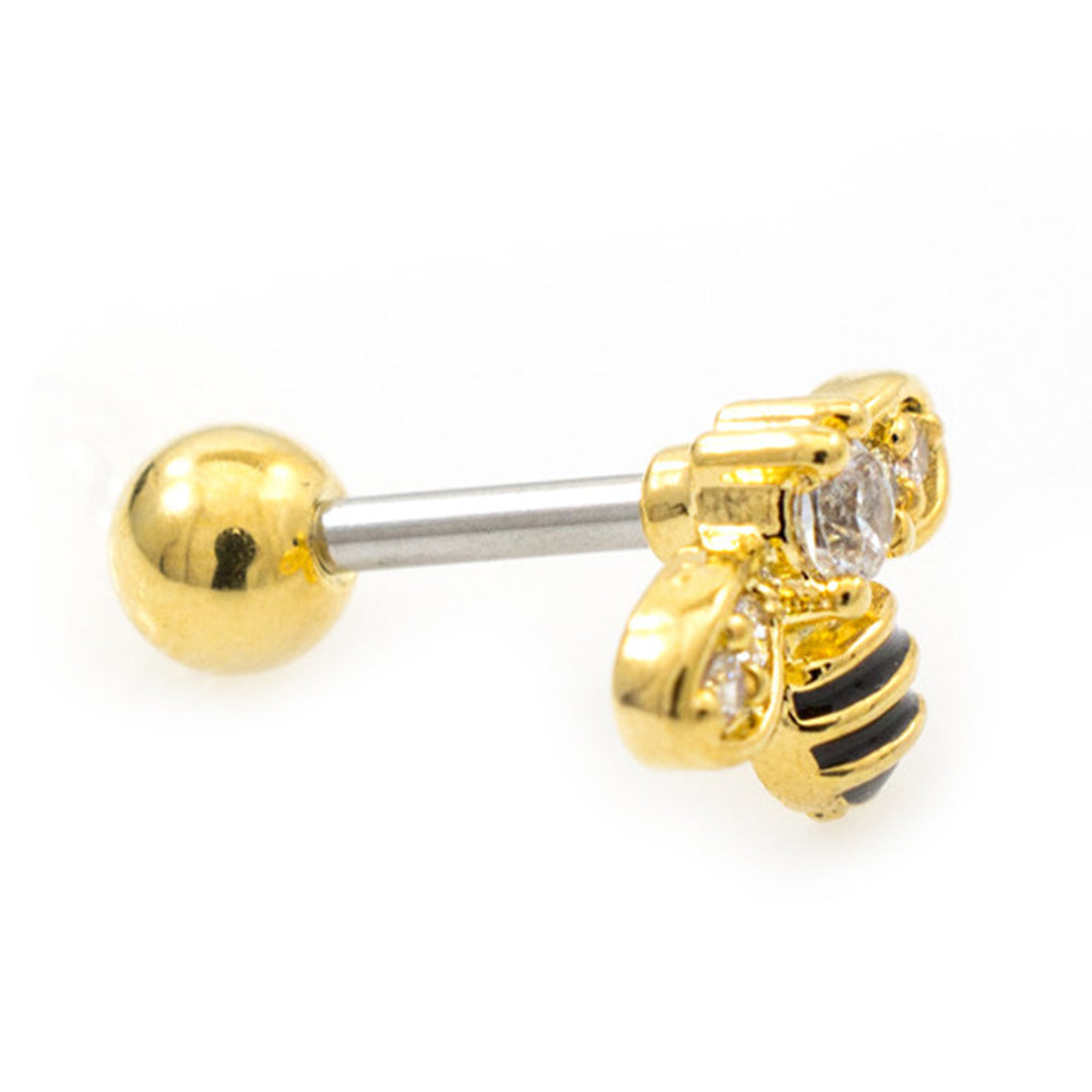 Surgical Steel 16 Gauge Cartilage Barbell with Bumblebee Top - photo 2