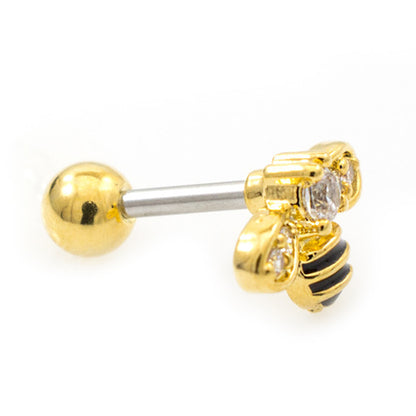Surgical Steel 16 Gauge Cartilage Barbell with Bumblebee Top - photo 2