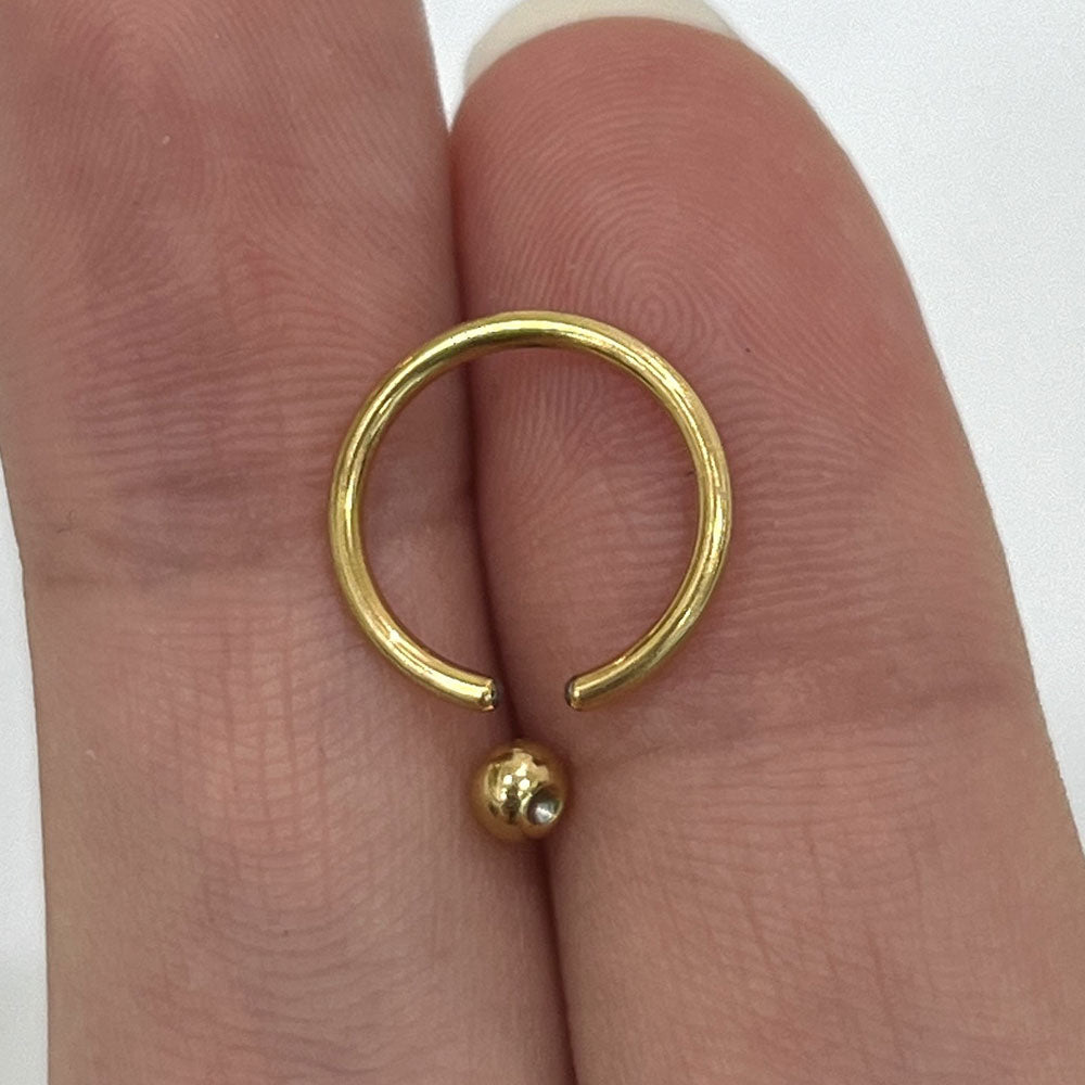 14K Solid Yellow Gold 16 Gauge Captive Bead Ring 11mm - photo 3
