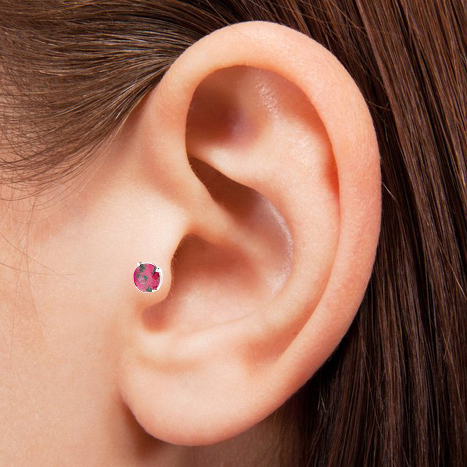 Surgical Steel 16 Gauge Straight Barbell with Crown Prong CZ Top - photo 2