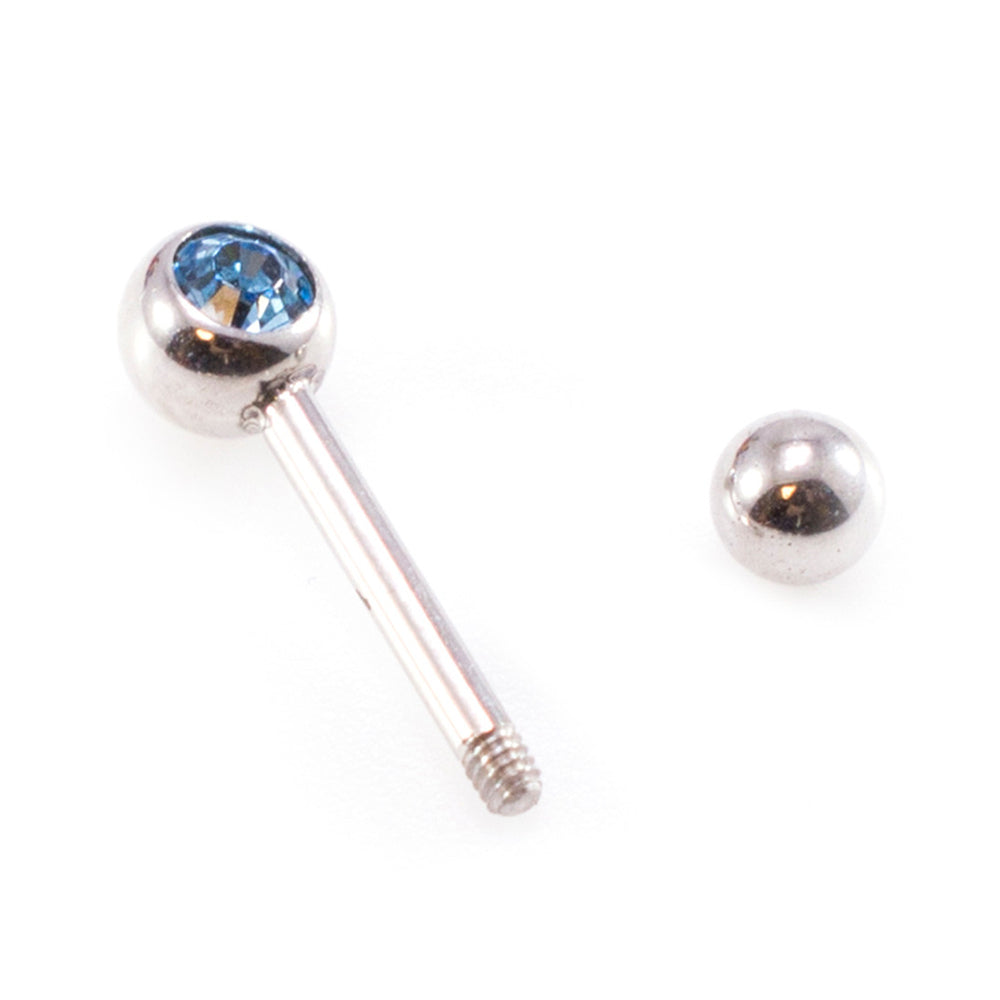 Surgical Steel 16 Gauge Eyebrow Barbell with CZ Ball Top - photo 2
