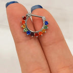 Surgical Steel 16 Gauge Pride CZ Hinged Septum Clicker 8mm
