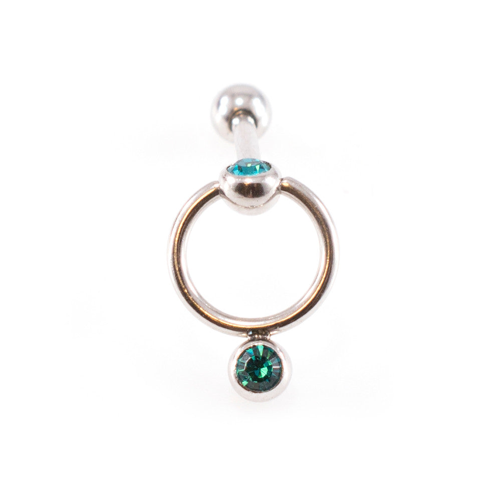Surgical Steel 16 Gauge Door Knocker Barbell with Colored CZ - photo 3