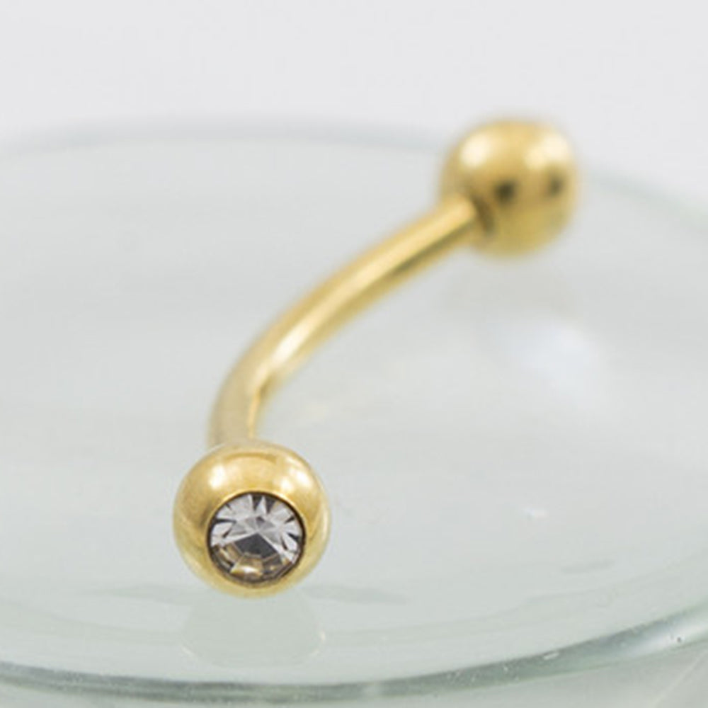 Surgical Steel 16 Gauge Tongue Barbell with CZ Snake Eyes Crystal - photo 2