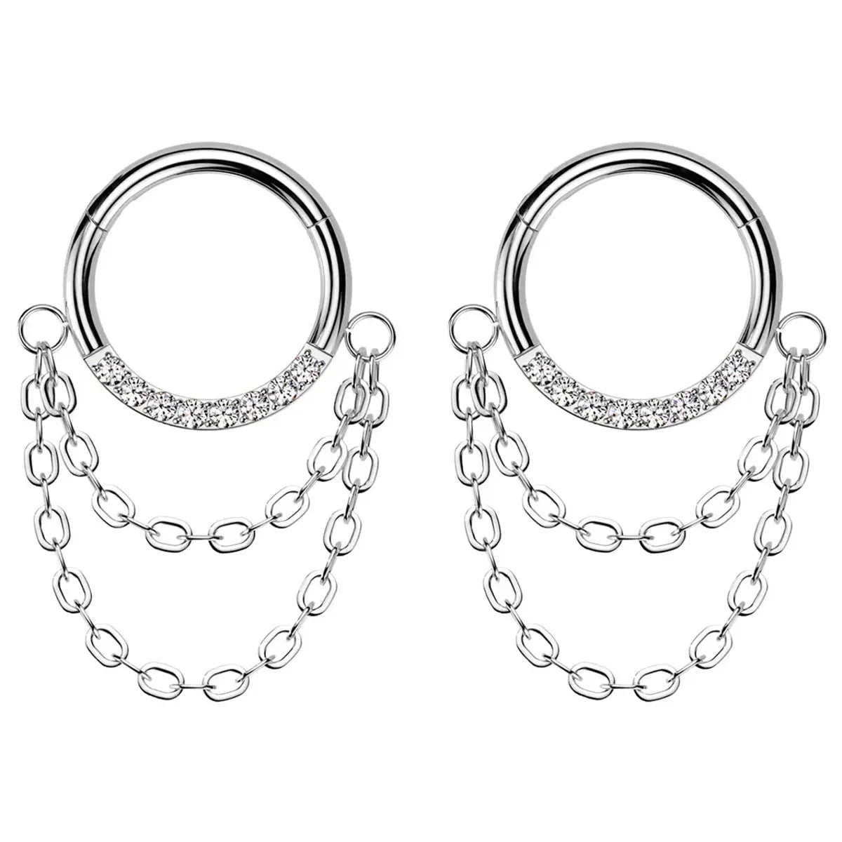 Titanium Hinged Septum Clicker 16 Gauge 8mm & 10mm with CZ Chain - photo 7