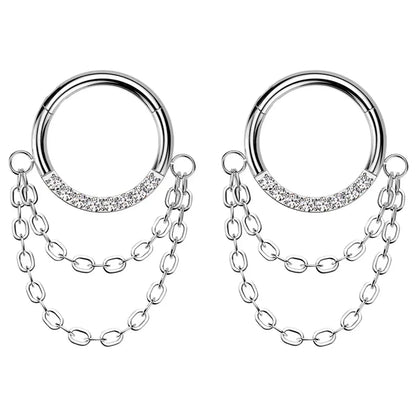 Titanium Hinged Septum Clicker 16 Gauge 8mm & 10mm with CZ Chain - photo 7