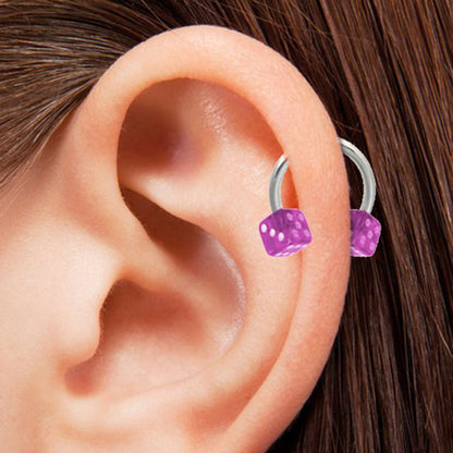Surgical Steel UV Acrylic Dice Circular Barbell 16G - 7 Colors - photo 2