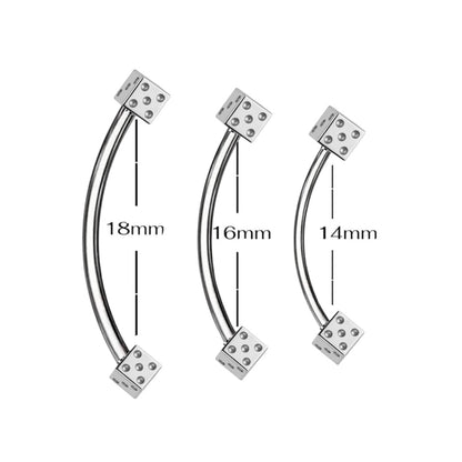 Surgical Steel 16 Gauge Tongue Barbell Rings with Dice Snake Eyes