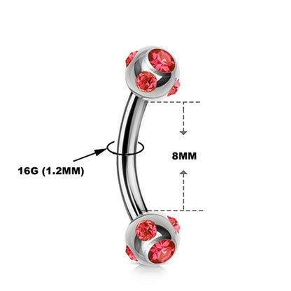 Surgical Steel 16 Gauge Curved Barbell with CZ Disco Ball - photo 2